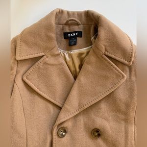 DKNY wool cashmere beige peacoat, New wo tag